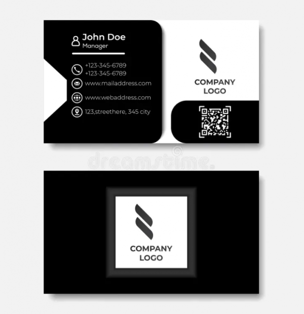 Kartu nama dengan kombinasi warna monokrom yang elegan